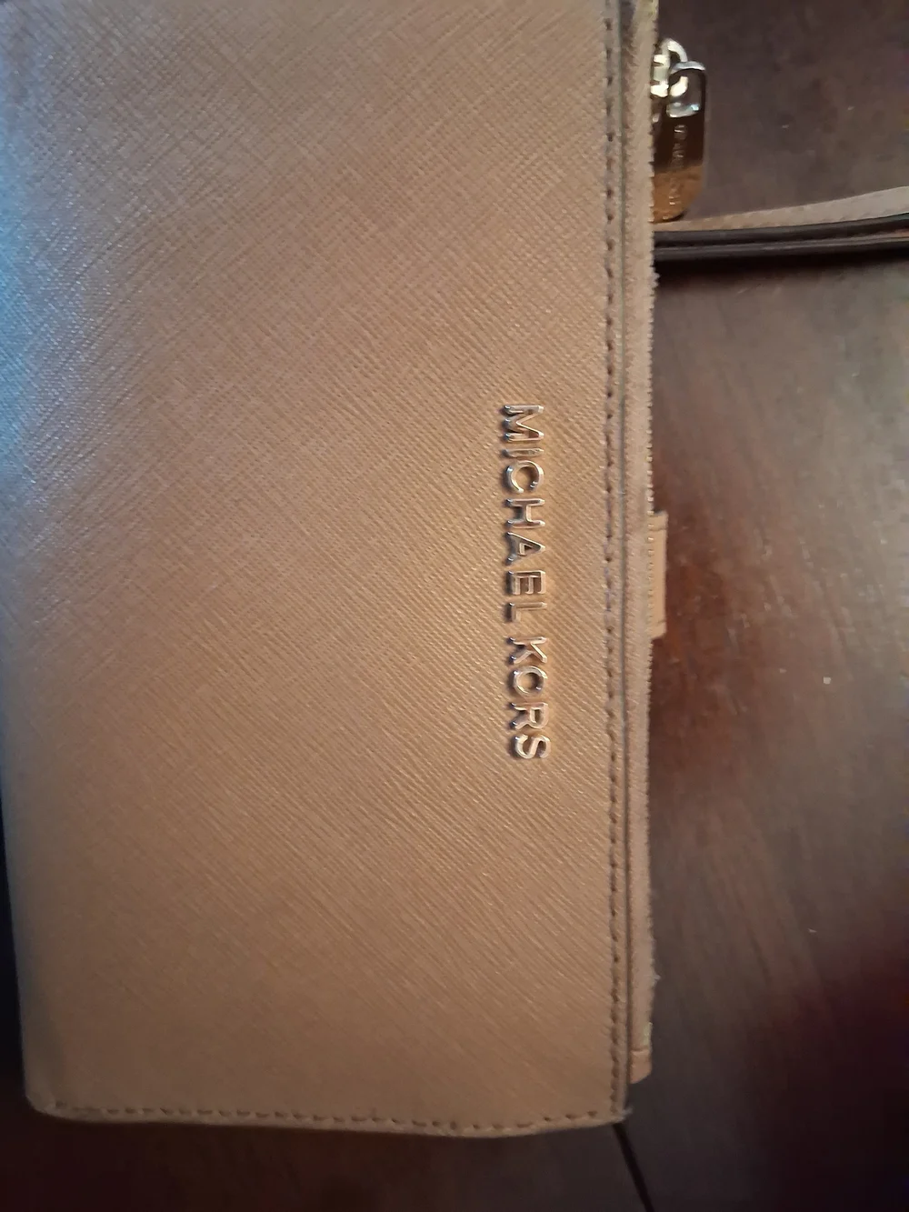 Michael Kors Men’s Beige/Tan Leather Wallet with Logo Hardware